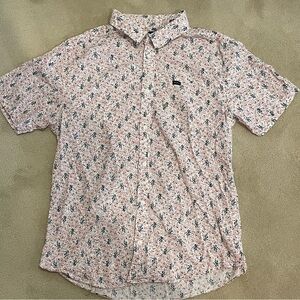 RVCA men L slim fit short sleeve cotton shirt